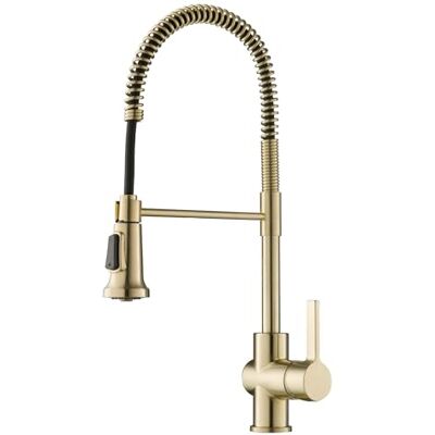 Kraus Britt Rubinetto da cucina in stile commerciale, bronzo champagne antico senza macchie Kraus Britt Rubinetto da cucina in stile commerciale, bronzo champagne antico senza macchie
