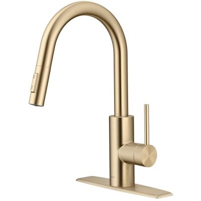 Kraus Oletto Rubinetto da cucina estraibile con montaggio superiore QuickDock in bronzo champagne antico senza macchie Kraus Oletto Rubinetto da cucina estraibile con montaggio superiore QuickDock in bronzo champagne antico senza macchie