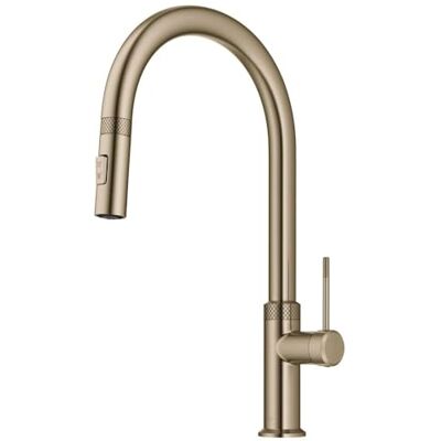 Kraus Oletto Modern Industrial Pull-Down Single Handle Kitchen Faucet in Brushed Gold, Kraus Oletto Modern Industrial Pull-Down Single Handle Kitchen Faucet in Brushed Gold,