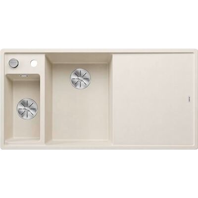 Blanco AXIA III 6 S Lavello in granito in silgranito bianco morbido Tipo di montaggio: incasso dall'alto Lavello principale a sinistra con tagliere in legno per mobili da 60 cm di larghezza Blanco AXIA III 6 S Lavello in granito in silgranito bianco morbido Tipo di montaggio: incasso dall'alto Lavello principale a sinistra con tagliere in legno per mobili da 60 cm di larghezza