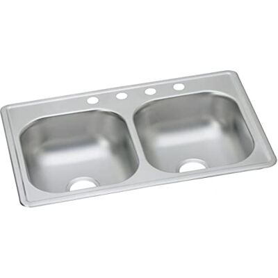Elkay Dayton Elite 20 Gauge 83,8 x 48,3 x 20,3 cm Lavello da cucina a doppia vasca, 4 fori per rubinetto, acciaio inossidabile satinato, 33 x 19 x 8 Elkay Dayton Elite 20 Gauge 83,8 x 48,3 x 20,3 cm Lavello da cucina a doppia vasca, 4 fori per rubinetto, acciaio inossidabile satinato, 33 x 19 x 8