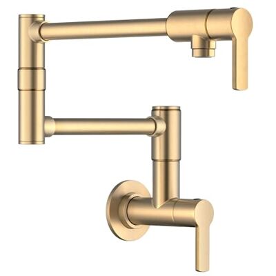 Kraus Oletto Rubinetto per pentola con braccio retrattile, rubinetto da cucina per montaggio a parete, riempitrice per fornello in ottone spazzolato senza macchie Kraus Oletto Rubinetto per pentola con braccio retrattile, rubinetto da cucina per montaggio a parete, riempitrice per fornello in ottone spazzolato senza macchie