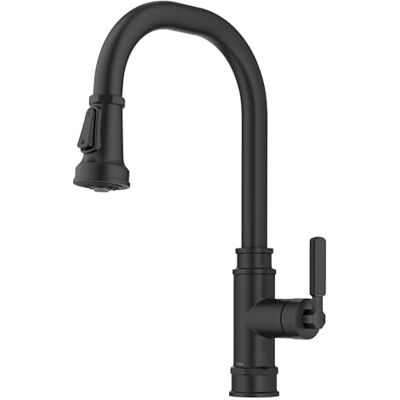 Kraus Allyn Rubinetto da cucina industriale di transizione con maniglia singola, colore: nero opaco Kraus Allyn Rubinetto da cucina industriale di transizione con maniglia singola, colore: nero opaco
