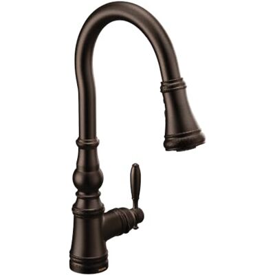 Moen Weymouth Rubinetto da cucina tradizionale a tiraggio, con potenziamento di potenza, bronzo lucidato a olio Moen Weymouth Rubinetto da cucina tradizionale a tiraggio, con potenziamento di potenza, bronzo lucidato a olio