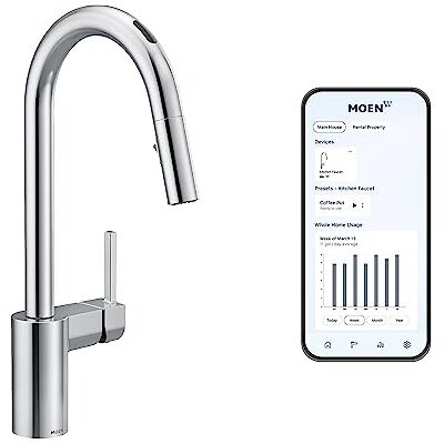 Moen Align U by Smart Rubinetto da cucina con comando vocale e MotionSense, cromato Moen Align U by Smart Rubinetto da cucina con comando vocale e MotionSense, cromato