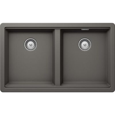 Schock Lavello Cucina Galaxy N200 2 Vasche con Bordo Funzionale per Accessori, Materiale ®Cristadur, Silverstone, 750x456mm Schock Lavello Cucina Galaxy N200 2 Vasche con Bordo Funzionale per Accessori, Materiale ®Cristadur, Silverstone, 750x456mm