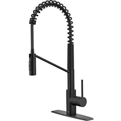 Kraus Oletto Commercial Style Pull Down Rubinetto da cucina monocomando con montaggio superiore QuickDock, nero opaco Kraus Oletto Commercial Style Pull Down Rubinetto da cucina monocomando con montaggio superiore QuickDock, nero opaco
