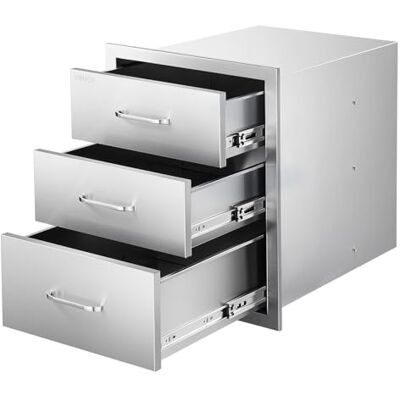 VEVOR Cassettiera per Barbecue da Esterno da 46 x 59 x 59 cm Carico di 20 kg, Cassetti per Griglia Tripli in Acciaio Inox con Maniglie, per Cucina da Esterno o Isola per Griglia da Giardino VEVOR Cassettiera per Barbecue da Esterno da 46 x 59 x 59 cm Carico di 20 kg, Cassetti per Griglia Tripli in Acciaio Inox con Maniglie, per Cucina da Esterno o Isola per Griglia da Giardino