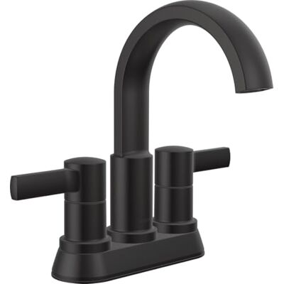 DELTA Albion Rubinetto da bagno con 2 maniglie, rubinetto per lavello da bagno Centerset in metallo, portata 1,2 GPM, nero opaco DELTA Albion Rubinetto da bagno con 2 maniglie, rubinetto per lavello da bagno Centerset in metallo, portata 1,2 GPM, nero opaco