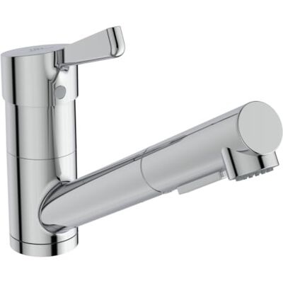 Ideal Standard Ceralife Rubinetto da cucina, Altezza uscita 120 mm – Cromo Tecnologia BlueStart, tecnologia click per il risparmio idrico, doccetta a 2 funzioni, girevole a 360° Ideal Standard Ceralife Rubinetto da cucina, Altezza uscita 120 mm – Cromo Tecnologia BlueStart, tecnologia click per il risparmio idrico, doccetta a 2 funzioni, girevole a 360°
