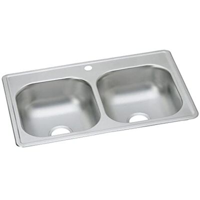 Elkay Dayton Elite 20 Gauge Stainless Steel Double Bowl Top Mount Kitchen Sink 33 x 19 x 8 Elkay Dayton Elite 20 Gauge Stainless Steel Double Bowl Top Mount Kitchen Sink 33 x 19 x 8