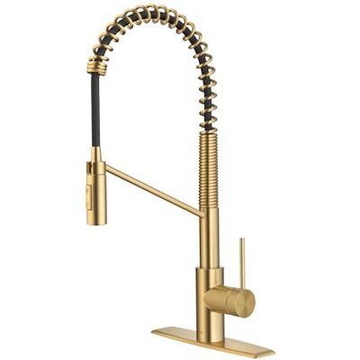 Kraus Oletto llave de cocina de estilo comercial con montaje superior QuickDock en latón cepillado, Kraus Oletto llave de cocina de estilo comercial con montaje superior QuickDock en latón cepillado,