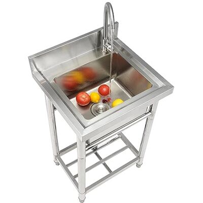 VEVOR Lavello multiuso in acciaio inox, lavello con rubinetto e gambe, lavelli commerciali a vasca singola 16 x 13 x 8,7 pollici per garage, ristorante, cucina, lavanderia VEVOR Lavello multiuso in acciaio inox, lavello con rubinetto e gambe, lavelli commerciali a vasca singola 16 x 13 x 8,7 pollici per garage, ristorante, cucina, lavanderia