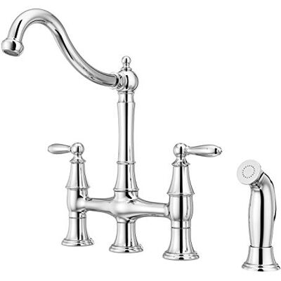 PFISTER Rubinetto da cucina a ponte con spruzzatore laterale, cromato lucido PFISTER Rubinetto da cucina a ponte con spruzzatore laterale, cromato lucido