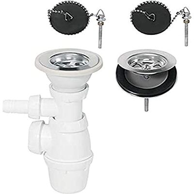 Wirquin Scarico per lavello 2 vasche D60 con presa lavatrice, colore: bianco Wirquin Scarico per lavello 2 vasche D60 con presa lavatrice, colore: bianco