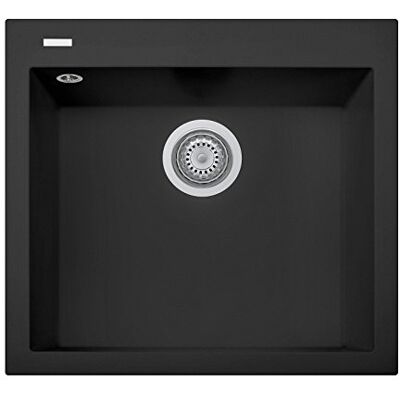 PLADOS Lavello in quarzo da cucina incasso TELMA by serie FLAT vasca singola 56cm Nero Matt PLADOS Lavello in quarzo da cucina incasso TELMA by serie FLAT vasca singola 56cm Nero Matt