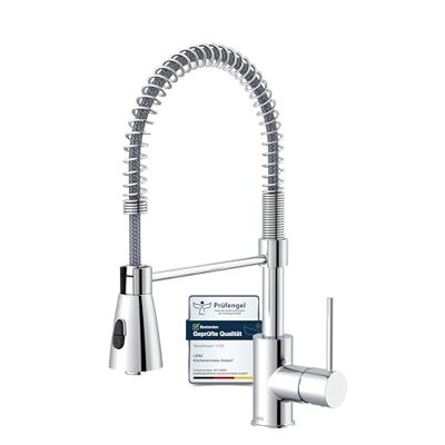 Lenz Rubinetto da cucina KALANI² in cromo – doccetta flessibile con 2 tipi di getto – comodo fissaggio EasyFix dall'alto – lavorazione di alta qualità – Lenz Rubinetto da cucina KALANI² in cromo – doccetta flessibile con 2 tipi di getto – comodo fissaggio EasyFix dall'alto – lavorazione di alta qualità –