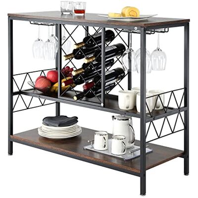 VEVOR Mobile Bar Industriale da 40 Pollici, Tavolo da Vino per Liquori e Bicchieri, Porta Bicchieri e Portabottiglie, Mobile da Bar Indipendente in Legno Casa VEVOR Mobile Bar Industriale da 40 Pollici, Tavolo da Vino per Liquori e Bicchieri, Porta Bicchieri e Portabottiglie, Mobile da Bar Indipendente in Legno Casa