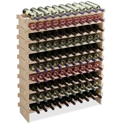 Relaxdays Cantinetta Portabottiglie, Scaffale 100 Bottiglie di Vino, Ripiani Impilabili, 120x103x25 cm, Legno Naturale Relaxdays Cantinetta Portabottiglie, Scaffale 100 Bottiglie di Vino, Ripiani Impilabili, 120x103x25 cm, Legno Naturale