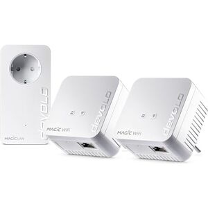 Devolo Adattatore Powerline WLAN 8578, kit mini multiroom WiFi Magic 1 fino a 1.200 Mbps, amplificatore Mesh WLAN, 2x connessione LAN, dLAN 2.0, bianco Devolo Adattatore Powerline WLAN 8578, kit mini multiroom WiFi Magic 1 fino a 1.200 Mbps, amplificatore Mesh WLAN, 2x connessione LAN, dLAN 2.0, bianco