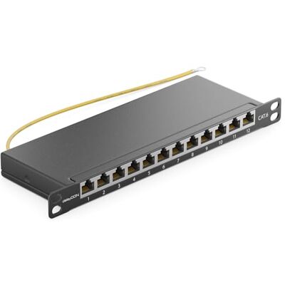 deleyCON Patch Panel 0,5 Unità Cat 6 Mini 12 Porte Desktop Montaggio a Rack 10 Pollici Server RJ45 Schermato TIA568A TIA568B Nero deleyCON Patch Panel 0,5 Unità Cat 6 Mini 12 Porte Desktop Montaggio a Rack 10 Pollici Server RJ45 Schermato TIA568A TIA568B Nero