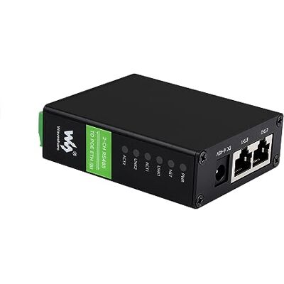 Waveshare 2-CH RS485 to RJ45 Ethernet Converter Module with POE Function, Industrial Rail-mount Isolated Serial Server,Dual Channels RS485 Independent Operation,Dual Ethernet Ports Waveshare 2-CH RS485 to RJ45 Ethernet Converter Module with POE Function, Industrial Rail-mount Isolated Serial Server,Dual Channels RS485 Independent Operation,Dual Ethernet Ports