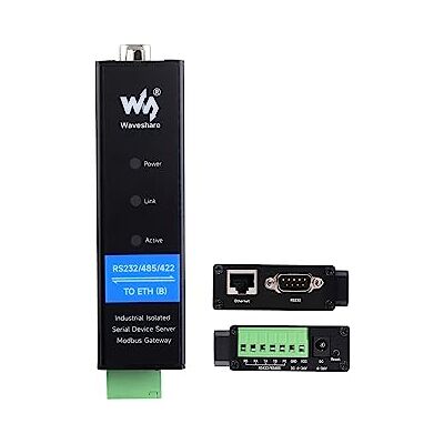 Waveshare Convertitore RS232/485/422 a RJ45 Ethernet Server Seriale Industriale Isolato RS232/485/422, TCP/IP a Seriale Modbus Gateway MQTT Gateway, Multifunzione, Supporto per Montaggio su Guida Waveshare Convertitore RS232/485/422 a RJ45 Ethernet Server Seriale Industriale Isolato RS232/485/422, TCP/IP a Seriale Modbus Gateway MQTT Gateway, Multifunzione, Supporto per Montaggio su Guida