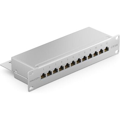 deleyCON CAT6a Patch Panel 12 Porte del Desktop 10" Pollici Montaggio Rack Assemblaggio del Server 12x RJ45 Schermato TIA568A TIA568B Grigio Chiaro deleyCON CAT6a Patch Panel 12 Porte del Desktop 10" Pollici Montaggio Rack Assemblaggio del Server 12x RJ45 Schermato TIA568A TIA568B Grigio Chiaro
