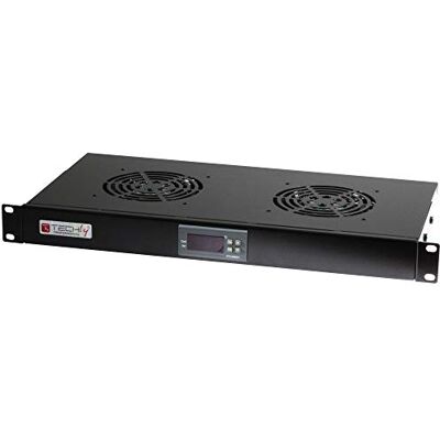 Techly Professional 023349 Gruppo 2 Ventole 1U per Rack 19" con Termostato LED Nero Nero Techly Professional 023349 Gruppo 2 Ventole 1U per Rack 19" con Termostato LED Nero Nero