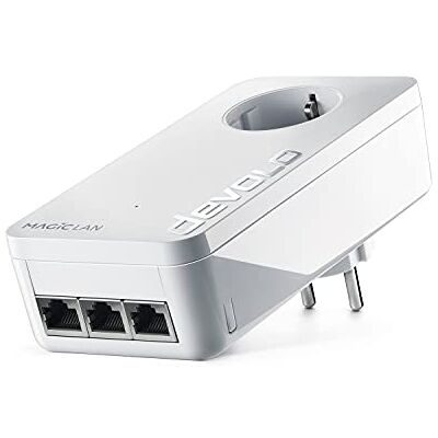 Devolo Magic 2 LAN triplo adattatore complementare per una rete domestica stabile tramite cavi di corrente, tecnologia G.hn, 3 connessioni LAN Gigabit, bianco Devolo Magic 2 LAN triplo adattatore complementare per una rete domestica stabile tramite cavi di corrente, tecnologia G.hn, 3 connessioni LAN Gigabit, bianco
