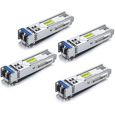 10Gtek [x4 pcs 1G SFP LX LC Modulo Monomodale, 1000Base-LX Mini-Gbic Transceiver Compatibile per Cisco GLC-LH-SMD, Meraki, Ubiquiti UF-SM-1G, Mikrotik, Netgear, D-Link, TP-Link, Zyxel, Open Switch 10Gtek [x4 pcs 1G SFP LX LC Modulo Monomodale, 1000Base-LX Mini-Gbic Transceiver Compatibile per Cisco GLC-LH-SMD, Meraki, Ubiquiti UF-SM-1G, Mikrotik, Netgear, D-Link, TP-Link, Zyxel, Open Switch