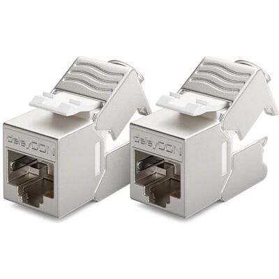 deleyCON 2x Modulo Keystone RJ45 Senza Utensili (10 Gbit/s, 500 MHz) LSA Completamente Schermato STP Presa LAN per Cavi Patch Ethernet CAT8 CAT7 CAT6 CAT5, per Scatola a Muro e Patch Panel deleyCON 2x Modulo Keystone RJ45 Senza Utensili (10 Gbit/s, 500 MHz) LSA Completamente Schermato STP Presa LAN per Cavi Patch Ethernet CAT8 CAT7 CAT6 CAT5, per Scatola a Muro e Patch Panel