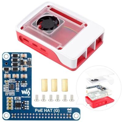 Waveshare Power Over Ethernet Hat (G) Expansion Board for Raspberry Pi 5,Poe Hat with Pi 5 Official Case, 802.3af/at-Compliant,5V 5A Output Waveshare Power Over Ethernet Hat (G) Expansion Board for Raspberry Pi 5,Poe Hat with Pi 5 Official Case, 802.3af/at-Compliant,5V 5A Output