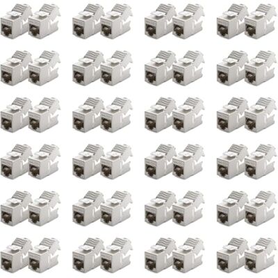 deleyCON 48x Modulo Keystone RJ45 Senza Utensili (10 Gbit/s, 500 MHz) LSA Completamente Schermato STP Presa LAN per Cavi Patch Ethernet CAT8 CAT7 CAT6 CAT5, per Scatola a Muro e Patch Panel deleyCON 48x Modulo Keystone RJ45 Senza Utensili (10 Gbit/s, 500 MHz) LSA Completamente Schermato STP Presa LAN per Cavi Patch Ethernet CAT8 CAT7 CAT6 CAT5, per Scatola a Muro e Patch Panel