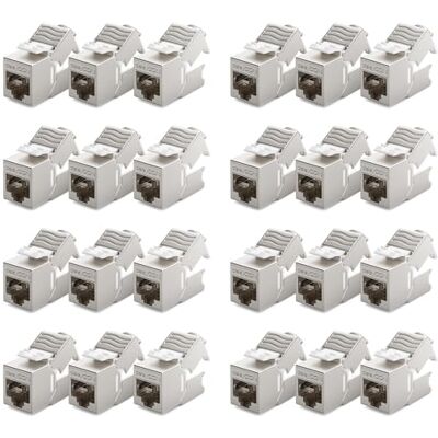 deleyCON 24x Modulo Keystone RJ45 Senza Utensili (10 Gbit/s, 500 MHz) LSA Completamente Schermato STP Presa LAN per Cavi Patch Ethernet CAT8 CAT7 CAT6 CAT5, per Scatola a Muro e Patch Panel deleyCON 24x Modulo Keystone RJ45 Senza Utensili (10 Gbit/s, 500 MHz) LSA Completamente Schermato STP Presa LAN per Cavi Patch Ethernet CAT8 CAT7 CAT6 CAT5, per Scatola a Muro e Patch Panel