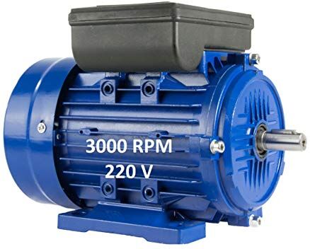 ALREN Motore elettrico monofase 0,55 KW/0,75 CV 220 V 3000 RPM B3 zampe dimensioni 71 (albero 14mm)