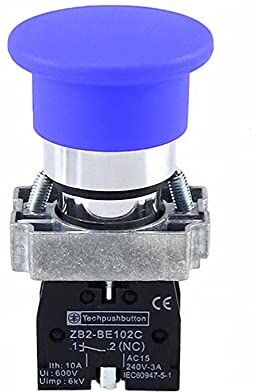 JRBJWYVV Interruttore a pulsante a testa di fungo da 40 mm XB2-BC21 XB2-BC31 XB2-BC42 XB2-BC51 XB2-BC61 Interruttore a pulsante auto-riduzione (Color : Xb2-bc61 Blue)