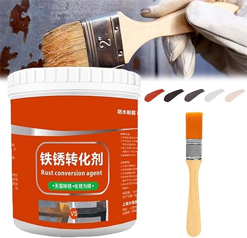 OBONG Rust Renovator,Multi Rust Remover for Metal,Water-Based Metal Rust Remover,Multi Purpose Anti-Rust Paint with Brush（300g） (Black)