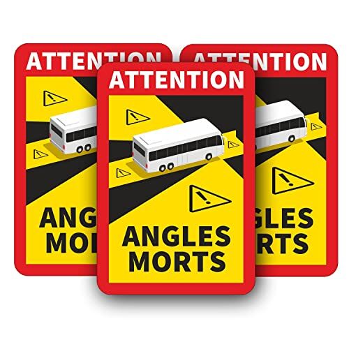 iSecur Angles Morts Targhetta magnetica per la Francia, 17 x 25 cm, 3 pezzi, per autobus e furgoni, con attenzione/avvertenza/avvertimento, resistente agli agenti atmosferici