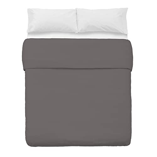 LOLAhome Copripiumino in cotone/poliestere Grigio letto 150 classico per camera da letto Basic