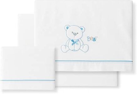 Interbaby Set 3 pezzi Lenzuolo culla Orso Lazo bianco blu