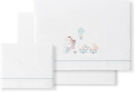 Interbaby Set 3 pezzi Lenzuolo culla -Giraffa Bicicleta bianco verde