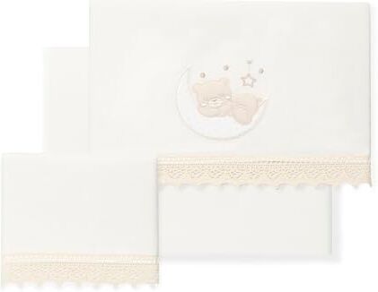 Interbaby Lenzuola per bambini 100% cotone auto/Mosè/Cappotto Guipur Orso Luna Set 3 pezzi, lenzuolo sotto+piano di lavoro+federa cuscino Made in Italy