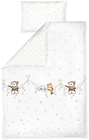 Julius Zöllner Biancheria da letto per bambini 100 x 135 + 40 x 60 cm, set da 2 pezzi di copripiumino e federa, 100% cotone, con chiusura lampo, standard 100 by OEKO-TEX