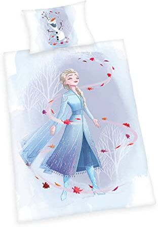 Herding Set Copripiumino Disney Frozen 2 Biancheria da Letto, Flanella Cotone Lino, Multicolore, 40 x 60 cm, 100 x 135 cm