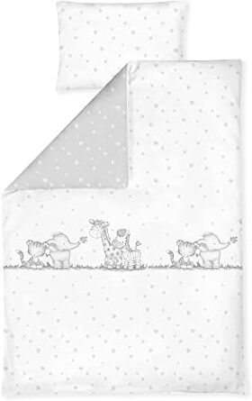 Julius Zöllner Biancheria da letto per bambini, 100 x 135 + 40 x 60 cm, set da 2 pezzi, copripiumino e federa, 100% cotone, con chiusura lampo, standard 100 by Oeko-Tex, fascia della giungla