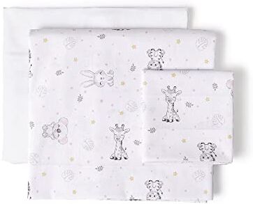 Interbaby Set di 3 Lenzuola per Mini Culla Neonato KOALA en blanco rosa · 100% COTONE · Lenzuolo per Mini Lettino