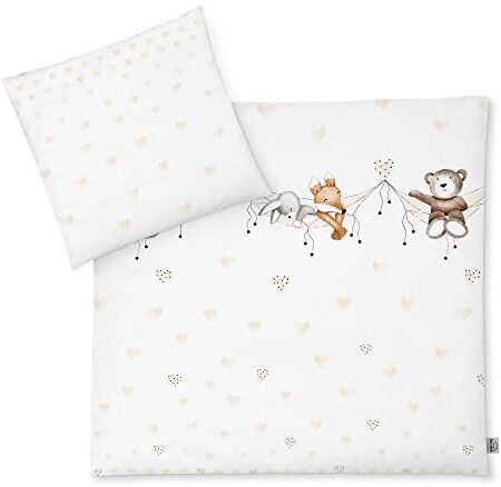 Julius Zöllner Biancheria da letto per bambini 80 x 80 + 35 x 40 cm, set da 2 pezzi di copripiumino e federa, 100% cotone, con chiusura lampo, standard 100 by OEKO-TEX