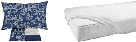 Gabel Completo Letto, Blu iOS, Singolo & Jersey Coprimaterasso, Cotone, Bianco, 90 x 200 x 0.4 cm