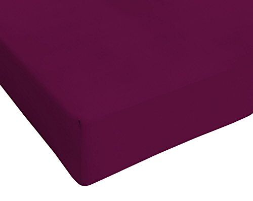 Italian Bed Linen , Max Color, Lenzuolo sotto, Prugna, 1 Posto e Mezzo Francese